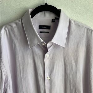 Hugo Boss Classic Pinstripe Shirt in White and Light Purple
